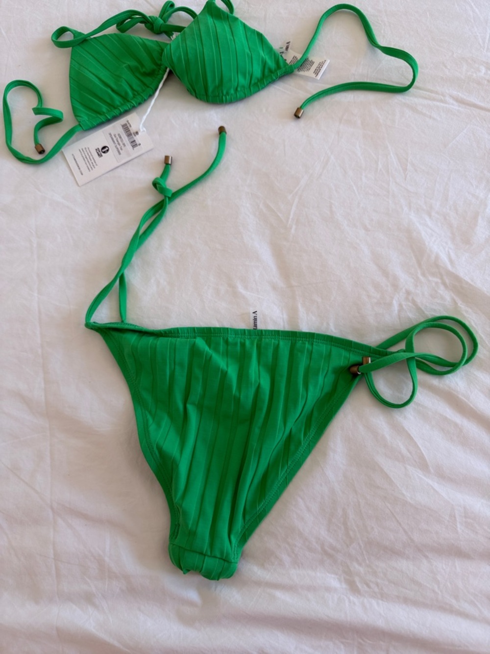Vitamin A Green Ribbed Triangle Bikini - Picture 3 of 4